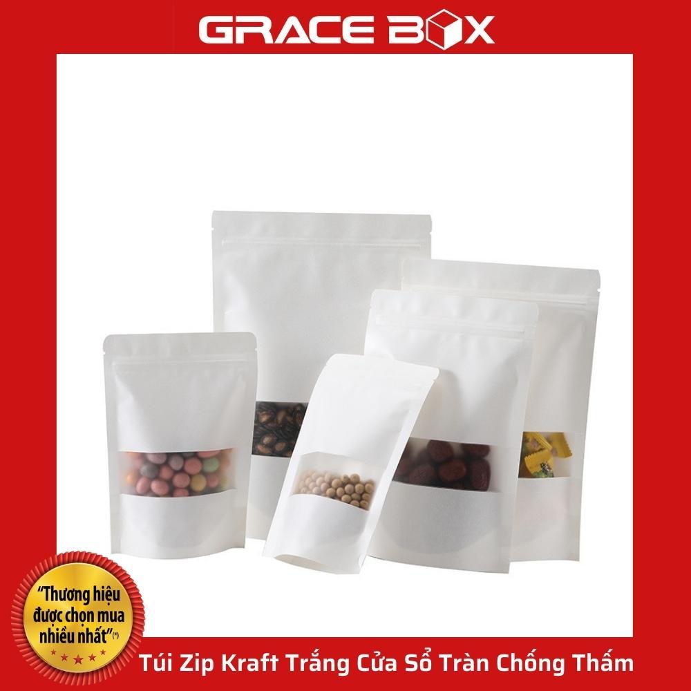 Túi Zip Kraft Trắng Cửa Sổ Tràn Chống Thấm