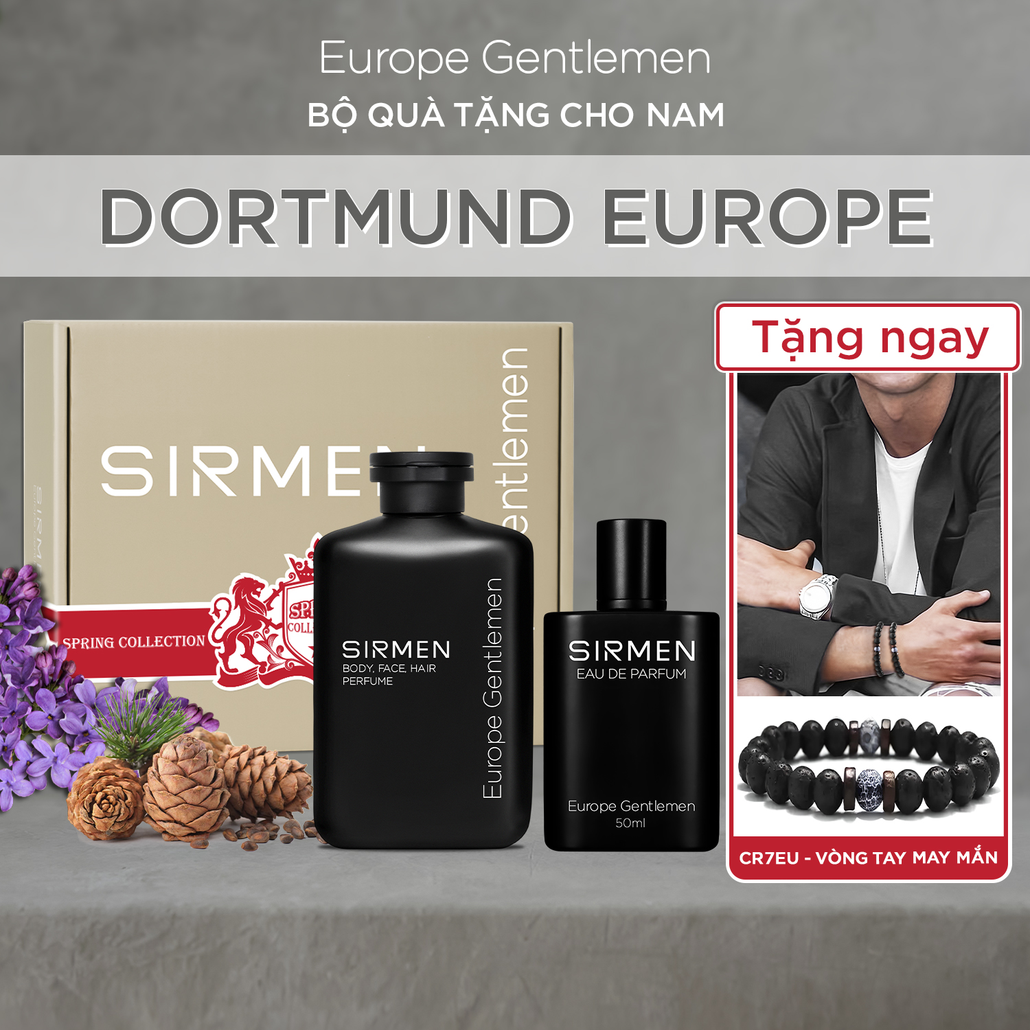 [Combo Dortmund Europe] Sữa tắm gội nam 4in1 350g và Nước hoa nam Eau de Parfum 50ml hương nước hoa châu Âu chiết xuất tự nhiên công nghệ EU-Nano