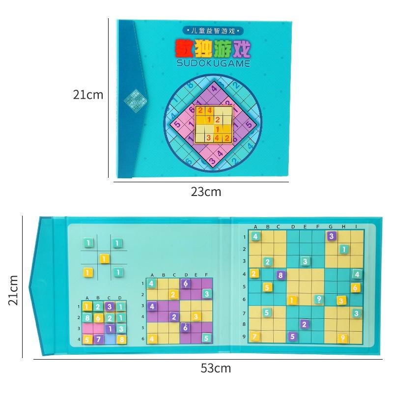 Đồ chơi bộ Sodoku 915 level 4 trong 1 bìa gỗ và số dính từ Montessori KB216017