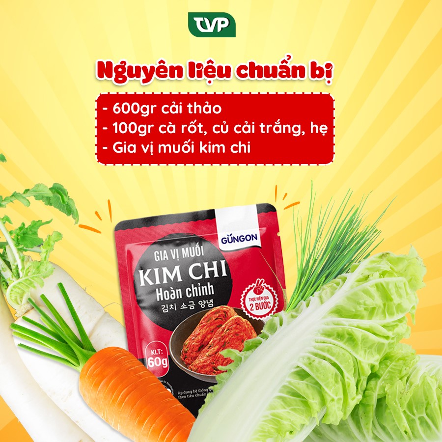 Combo 3 gói gia vị muối kim chi hoàn chỉnh Gungon chuẩn vị Hàn Quốc làm được 3kg kimchi