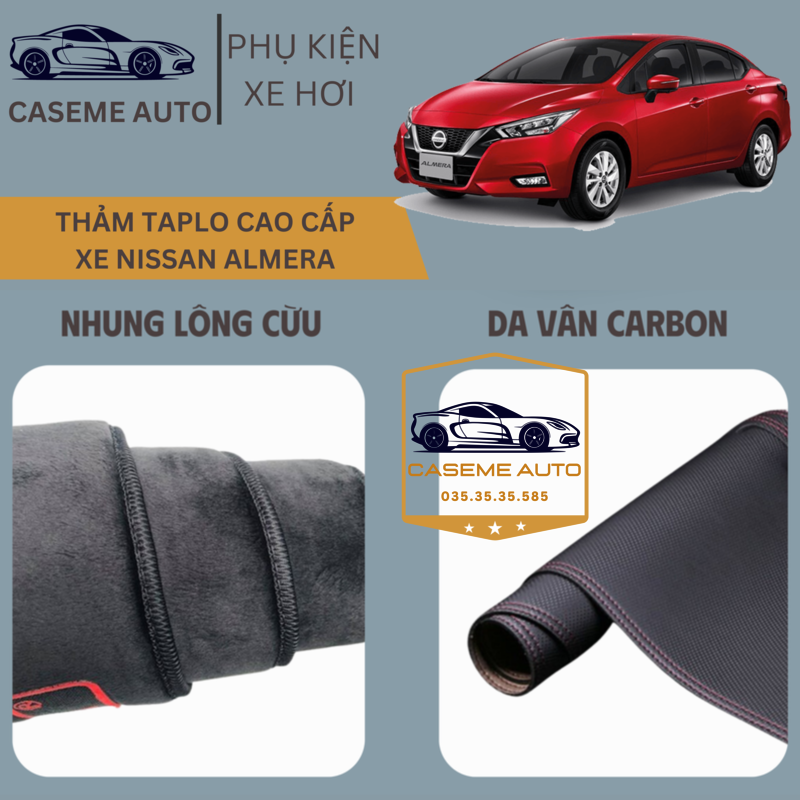 Thảm Taplo 3 Lớp Dành Cho Xe NISSAN ALMERA, Nhung Lông Cừu Và Da Vân Carbon Cao Cấp - Hàng Chính Hãng