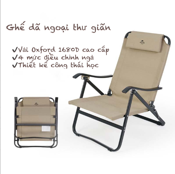 Ghế gấp thư giãn tùy chỉnh 4 mức TY05 NatureHike NH21JU010