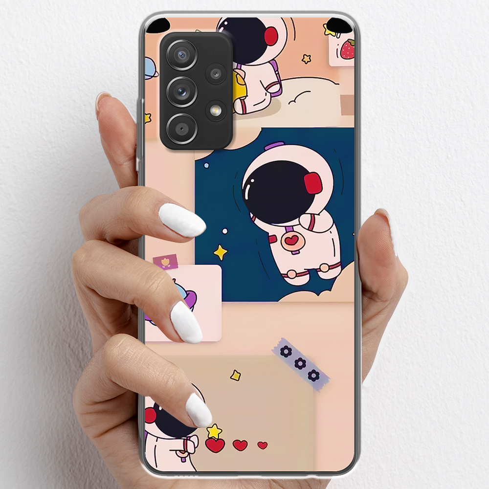 Ốp lưng cho Samsung Galaxy A52 , Samsung Galaxy A52s 5G nhựa TPU mẫu Phi hành gia nền cam
