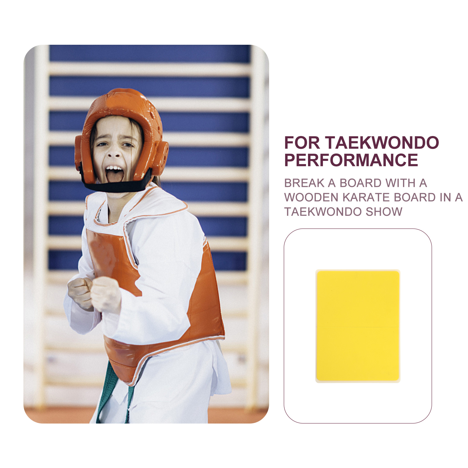 Kickboard Kickboard Taekwondo Performance Prop Rebable Board Taekwondo Punching Ban Breaking Board Kids Color: Vàng