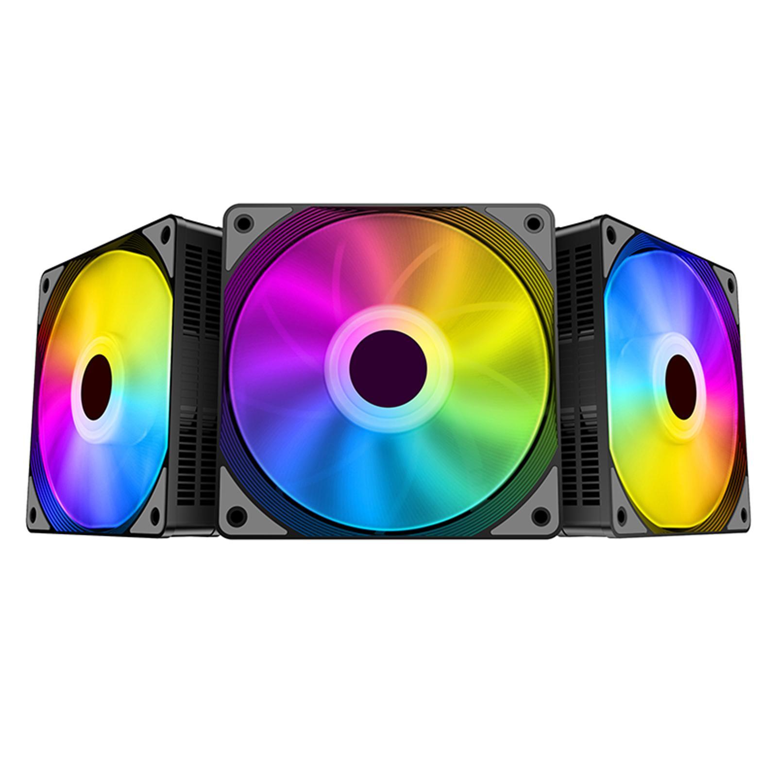 3x Universal 120mm Case Cooling Fan 1200RPM RGB LED Square  3.6W