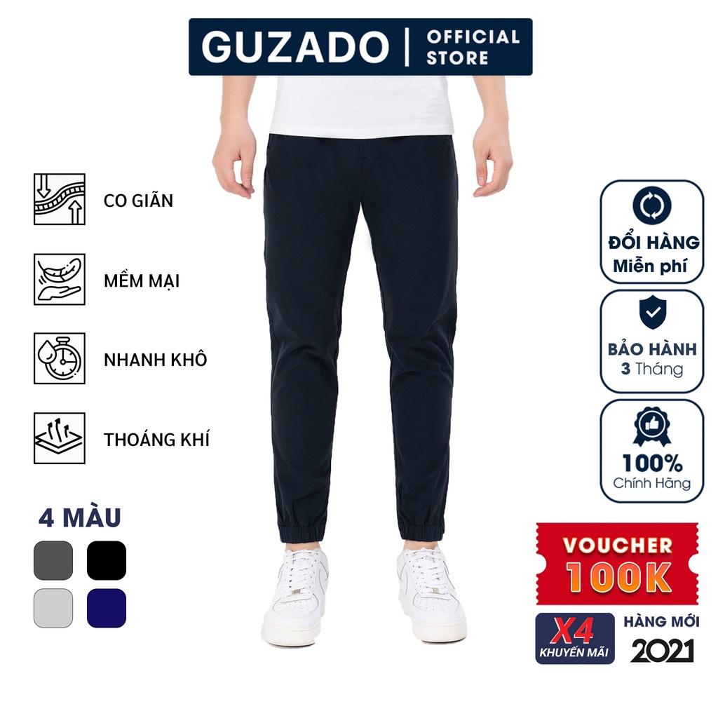 Quần Jogger Nam Thể Thao GUZADO Chất Vải Gió Cao Cấp, Khỏe Khoắn, Cạp Chun, Ống Bo,Vận Động Thoải Mái GDC2102