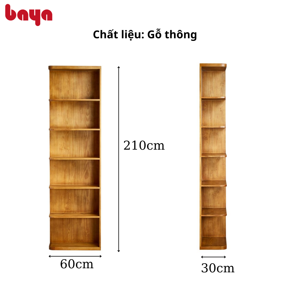 Giá Kệ Trưng Bày BAYA CHESTER Chất Liệu Gỗ Thông Bền Chắc Dùng Để Sách Và Đồ Trang Trí Phòng Khách, Phòng Ngủ 5346