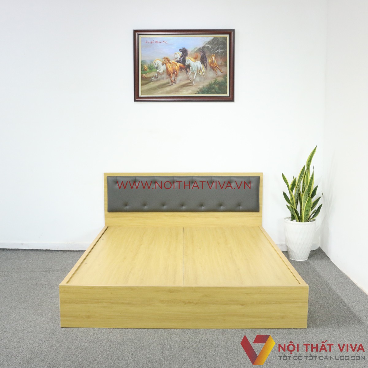 Giường Ngủ Gỗ Mdf Phủ Melamine Bọc Nệm Hiện Đại Màu Vàng