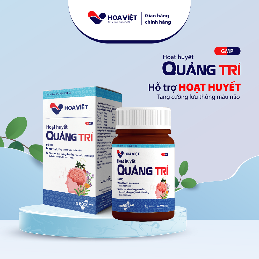 Tăng cường trí nhớ, lưu thông máu não hiệu quả cùng Hoạt huyết Quảng Trí Hoa Việt (Hộp 60 viên)