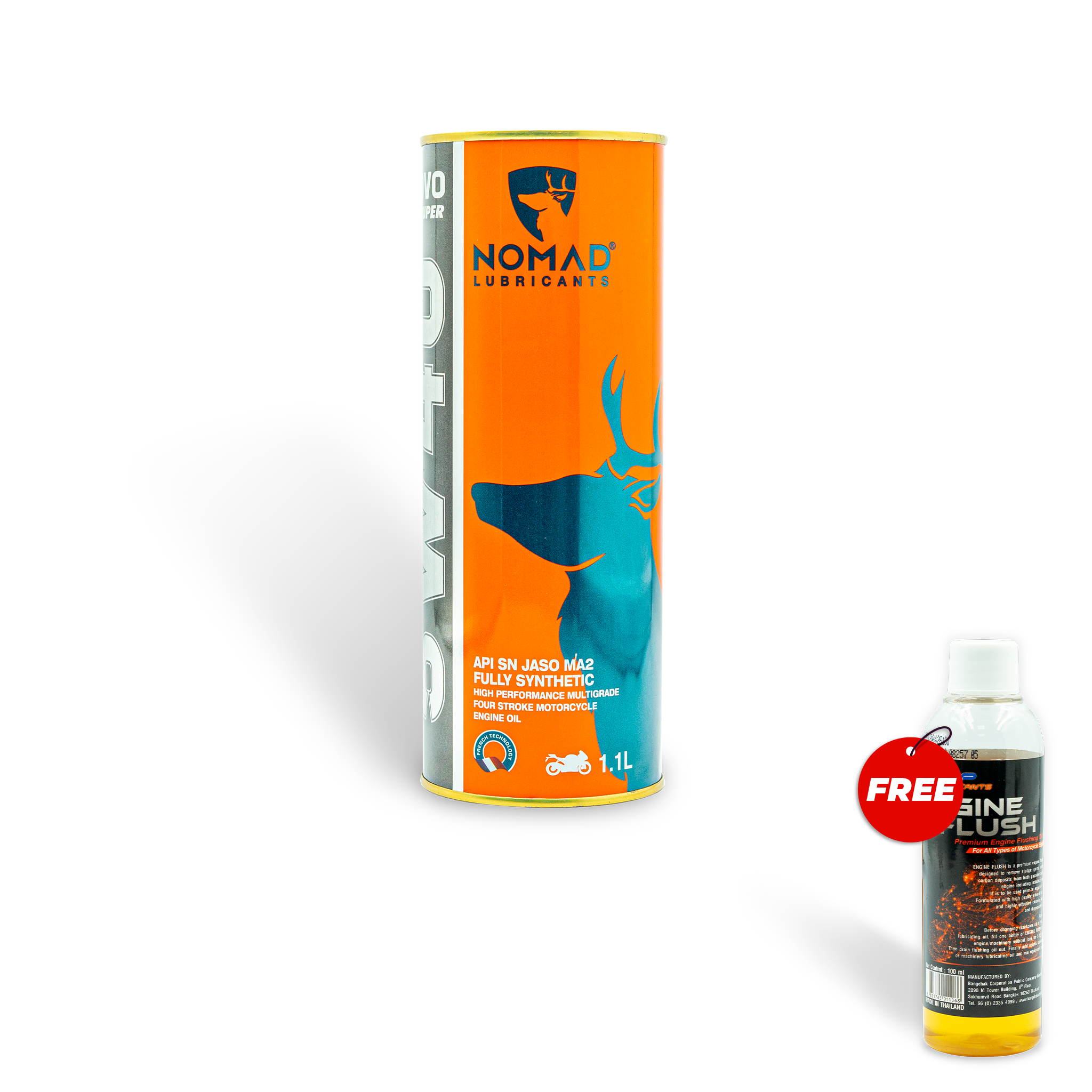 Nhớt tổng hợp toàn phần 100% NOMAD - SAE 5W40 - API SN - JASO MA2 - 1.1L - Tặng 1 chai vệ sinh động cơ BCP Engine Flush 100 mL