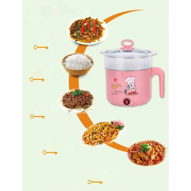 Ca nấu mì, nấu lẩu mini, nấu nước đa năng 18cm kèm lồng hấp 2 trong 1