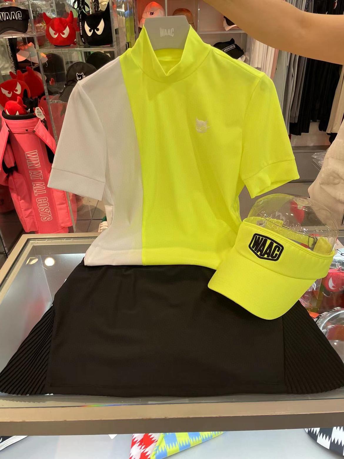 WAAC Golf Jersey Collar Collar cổ áo cao mùa hè Mới Hàn Quốc nguyên bản độc thân nữ Color: Black Size: L