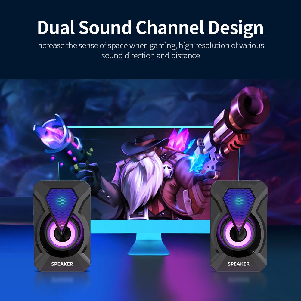 Loa máy tính xách tay với hiệu ứng ánh sáng RGB Giao diện AUX 3,5 mm Tương thích với điện thoại di động máy tính xách tay PC có dây USB