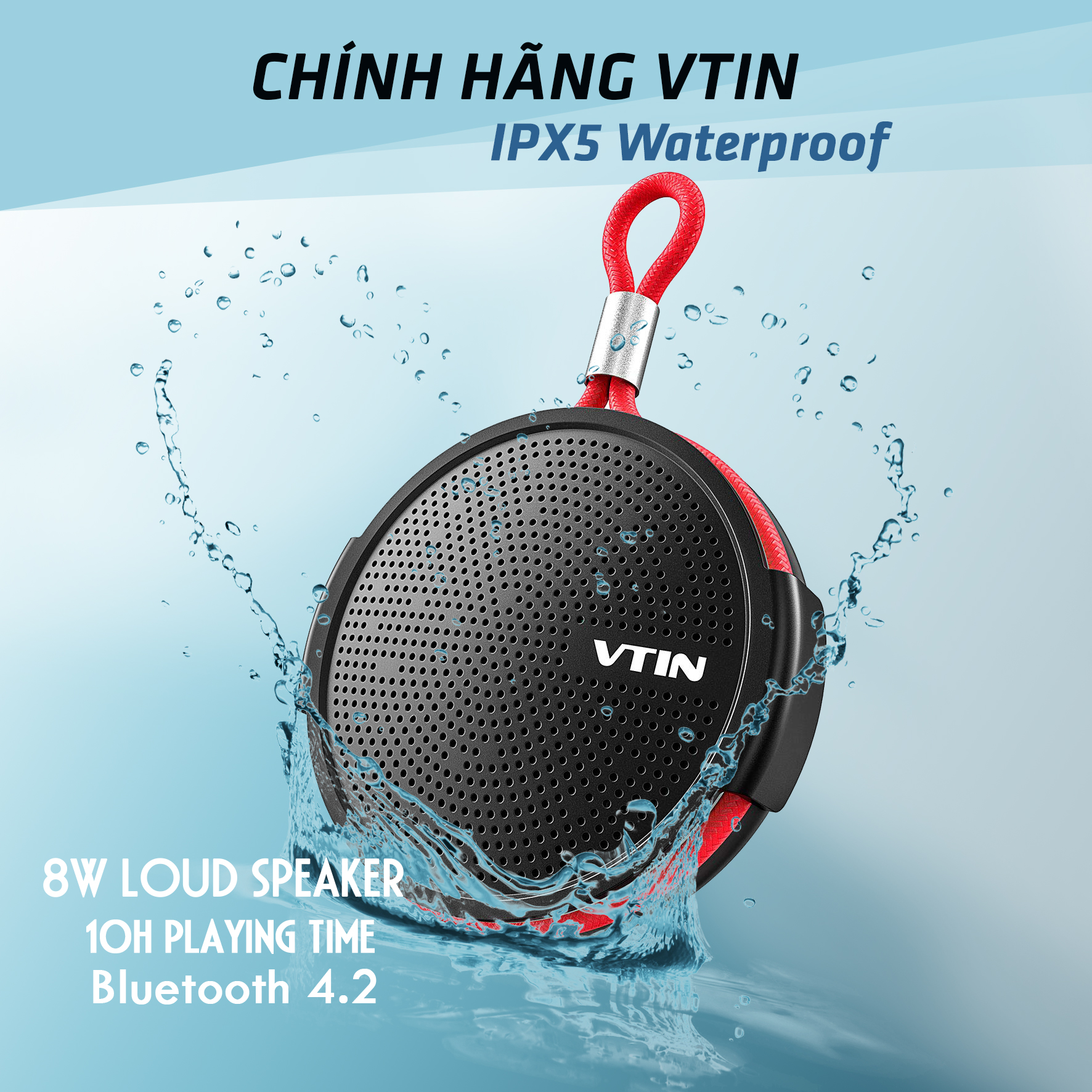 Loa Chống Nước Di Động Vtin Q1 Bluetooth Cho Phòng tắm, Bãi biển, Ngoài trời - Hàng Chính Hãng