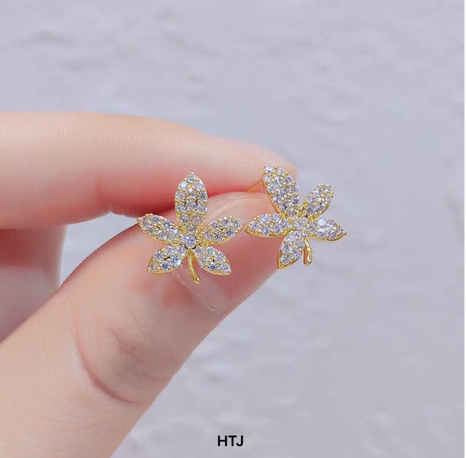 Bông tai bạc hình chiếc lá chất liệu bạc MS060