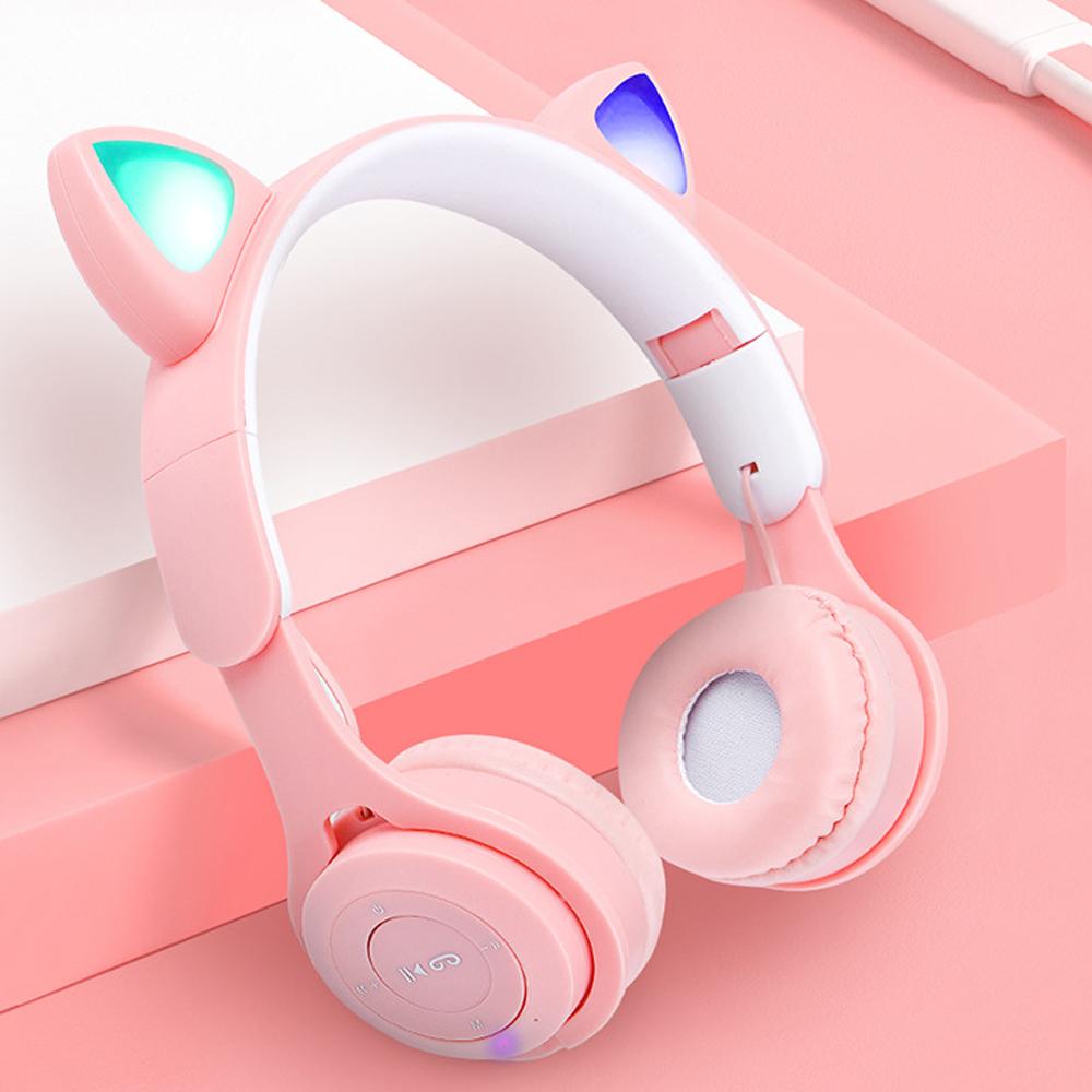Tai Nghe Không Dây Bluetooth Tai Mèo Hợp Thời Trang Dễ Thương Nhạc Điện Thoại Di Động Máy Tính Có Micro Tai Nghe Tai Nghe Chụp Tai