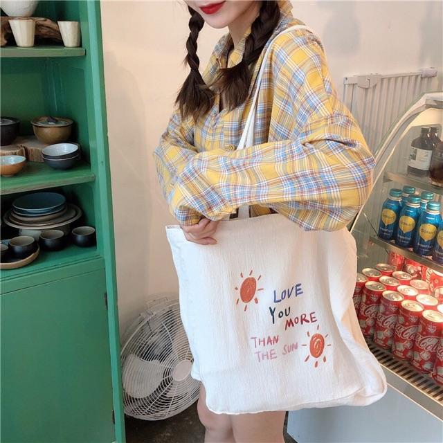 TÚI TOTE VẢI ULZZANG TÚI VẢI VINTAGE HÌNH HỌC