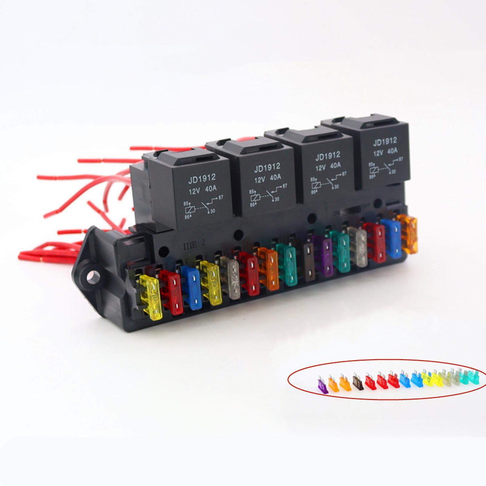 15 Way Car Fuse Box Block Holder Harness Assembly Wiring Fit for Automotive