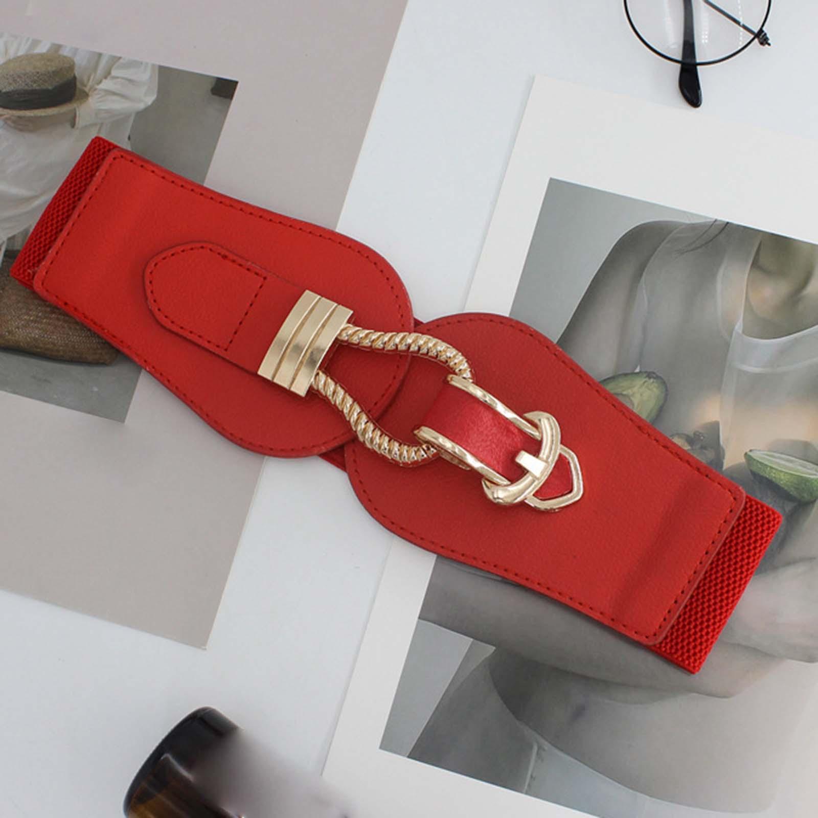 PU Leather Skirt Belt Waist Belt Waistband Accessories Dress Belt Ladies Red