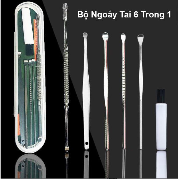 Bộ Dụng Cụ Lấy Ráy Tai 6 Món Đa Chức Năng - Thép Không Rỉ - An Toàn