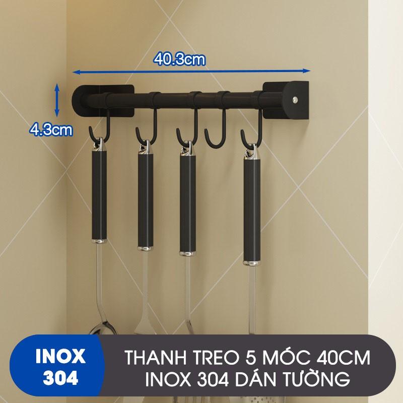 Thanh giá móc treo bếp đa năng dán tường inox 304 - miễn phí keo dán tường siêu chắc chắn, chịu lực