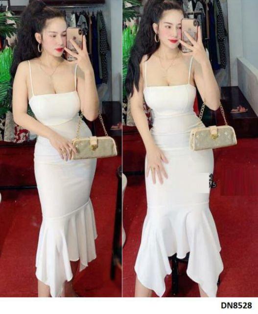 Đầm cúp 2 dây chân váy bèo đuôi cá