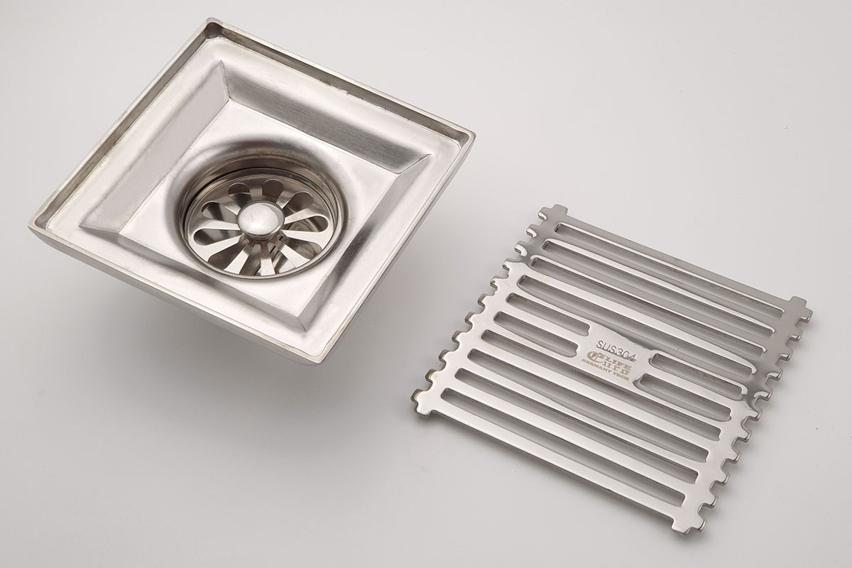 Phễu thu sàn - thoát sàn chống hôi Inox SUS 304, 10cm x 10cm Eurolife EL-HG04 ( Trắng bạc)