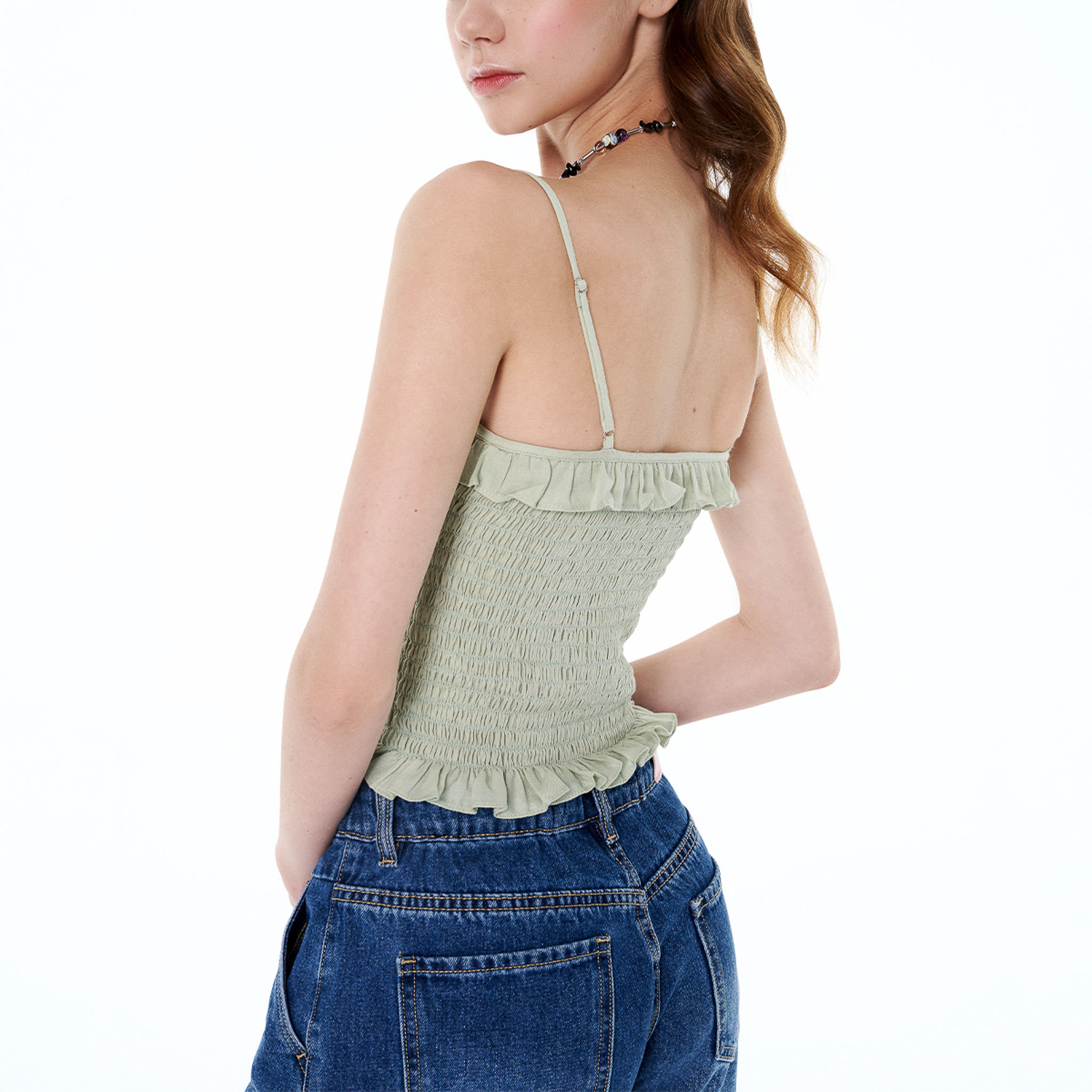 DOTTIE - Áo 2 dây chạy smocking - Xanh ngọc - T0854