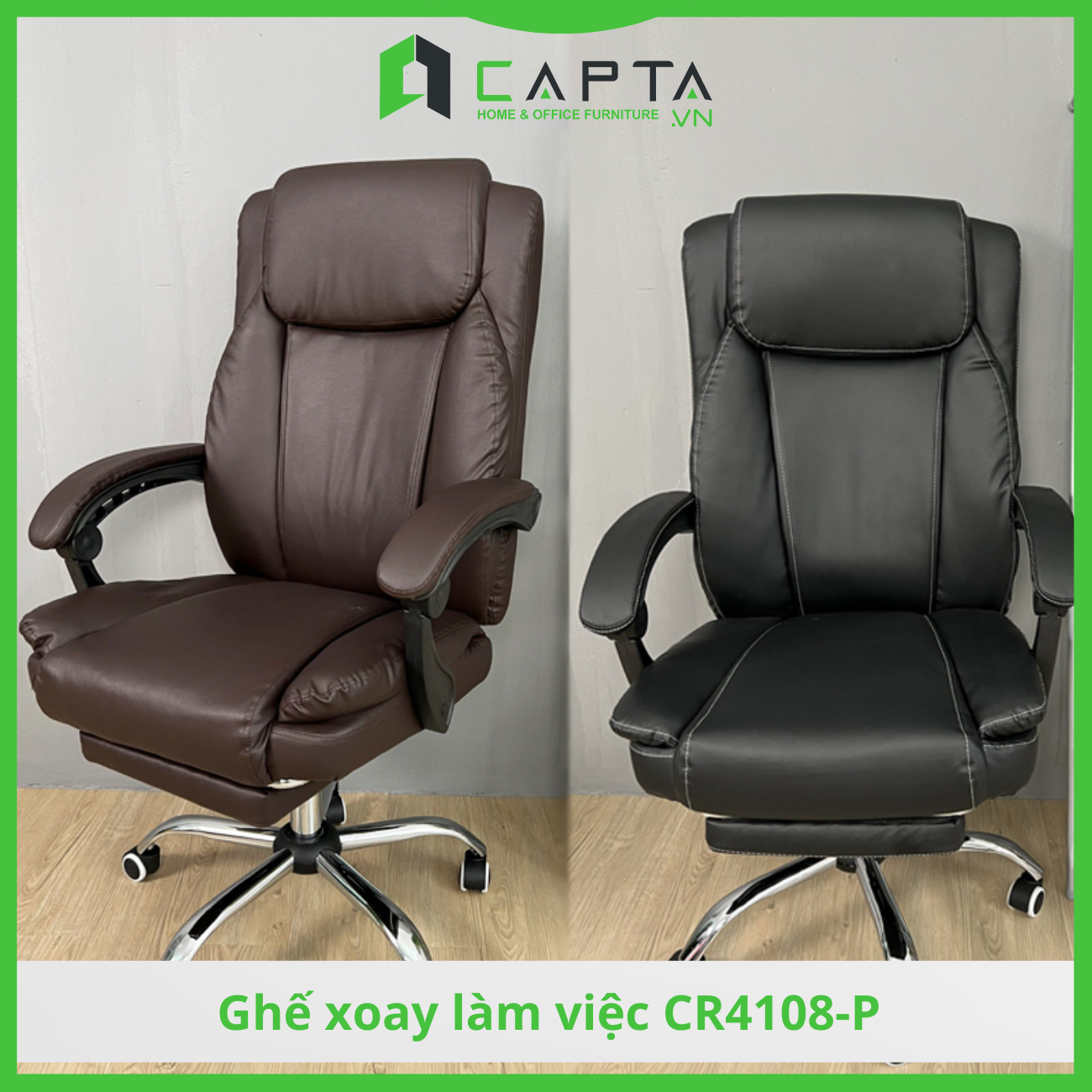 Ghế xoay văn phòng bọc nệm cao cấp Ghế làm việc tại nhà có gác chân thư giãn CR4108-P Relaxing Office Chair