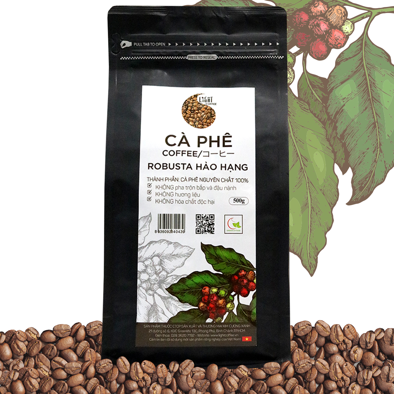 Cà phê hạt Tỉ lệ Hảo Hạng Light coffee 500g combo 2 gói