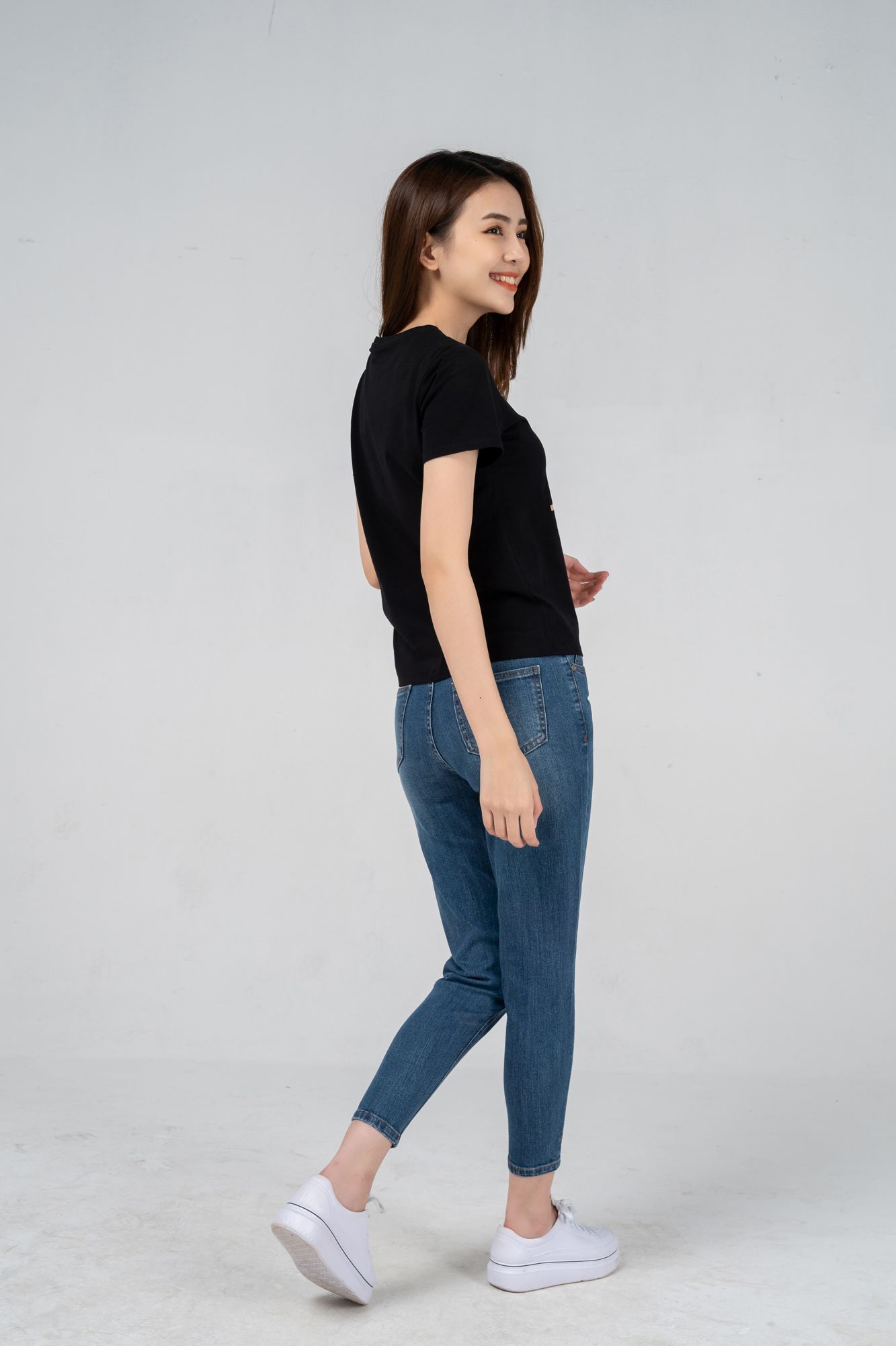 Quần jeans nữ YODY boyfriend tôn dáng co giãn chất giữ form QJN4014