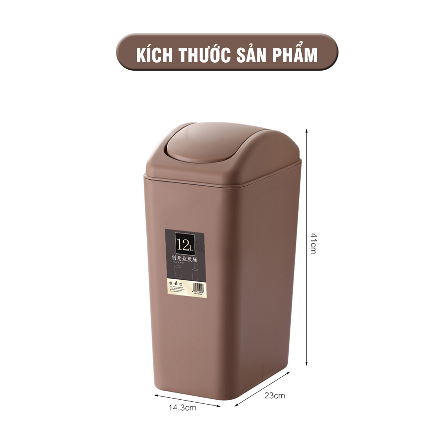 Thùng rác nắp lật màu sang trọng dung tích 12 Lít R10