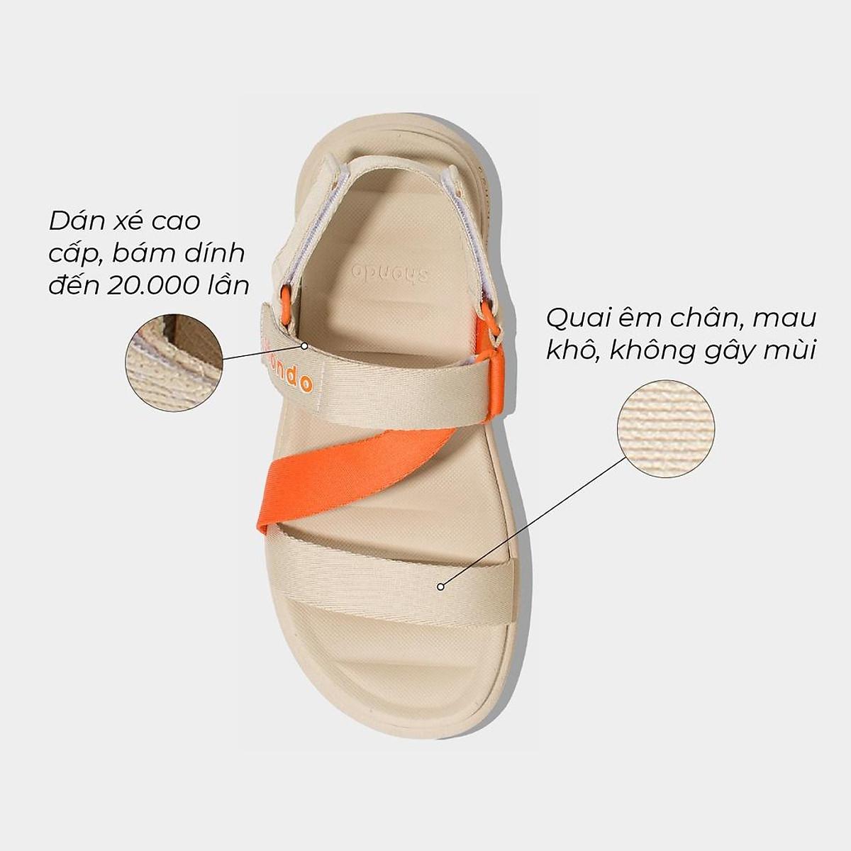 Giày Sandals Nam Nữ Shondo F6 Sport Đế Be Phối Quai Cam F6S2580