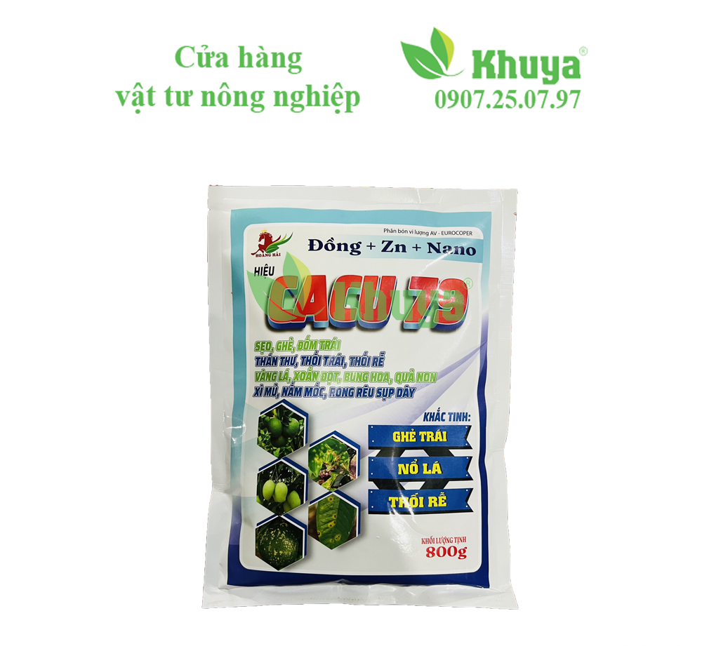 Phân bón Cacu 79 - 800gr Đồng Kẽm Nano trừ Ghẻ trái - Thối rễ - Rong rêu