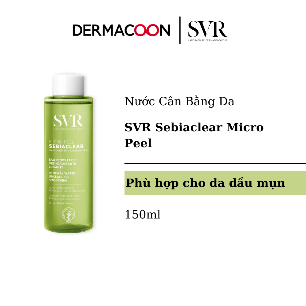 Nước Cân Bằng Da Dành Cho Da Dầu, Mụn SVR Sebiaclear Micro Peel 150ml