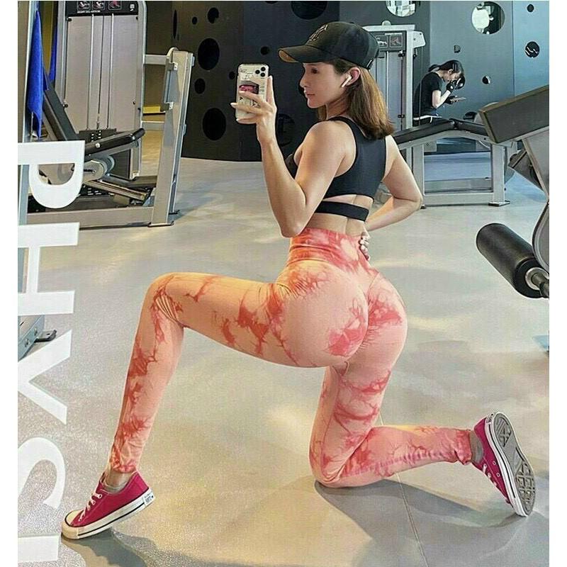 QUẦN DỆT HOẠ TIẾT CHUN MÔNG TẬP GYM NỮ