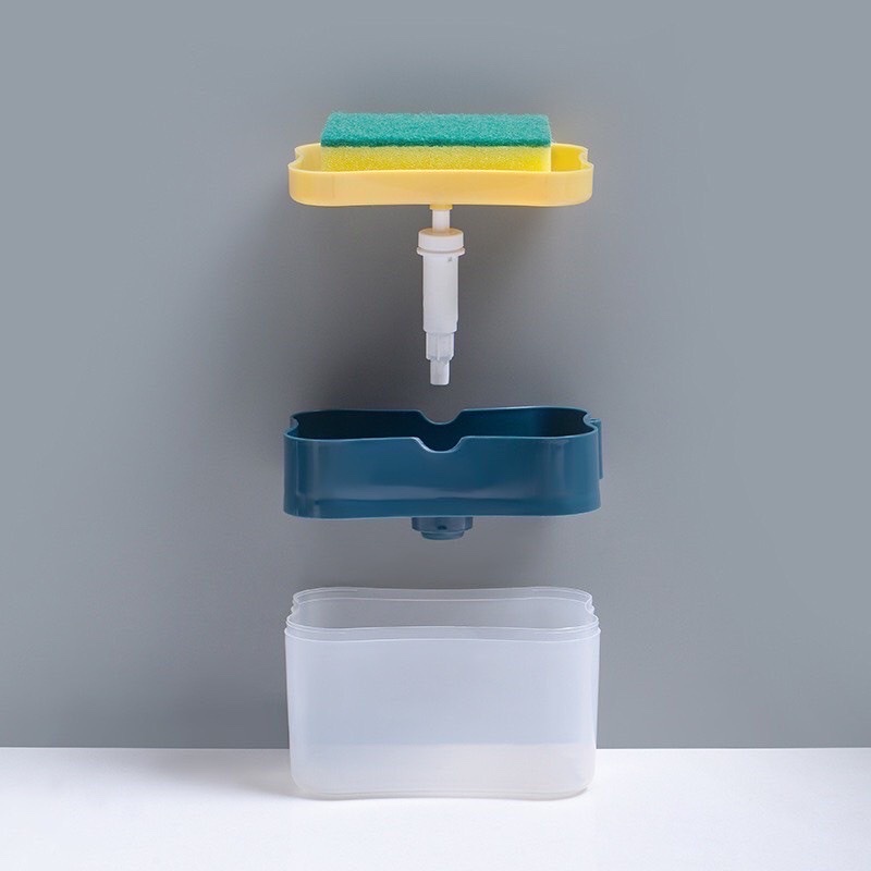 Hộp đựng nước rửa chén kèm khay đựng miếng bọt biển, hộp ấn lấy nước rửa chén tiện lợi