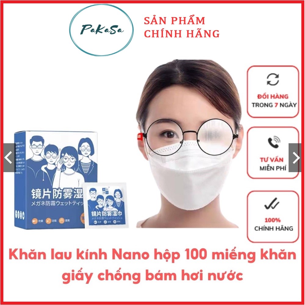 Combo 100 Khăn Lau Mắt Kính Nano- Miếng Giấy Lau Kính Chống Bám Hơi Nước, Lau Sạch Vân Tay Bụi Bẩn- Chính Hãng