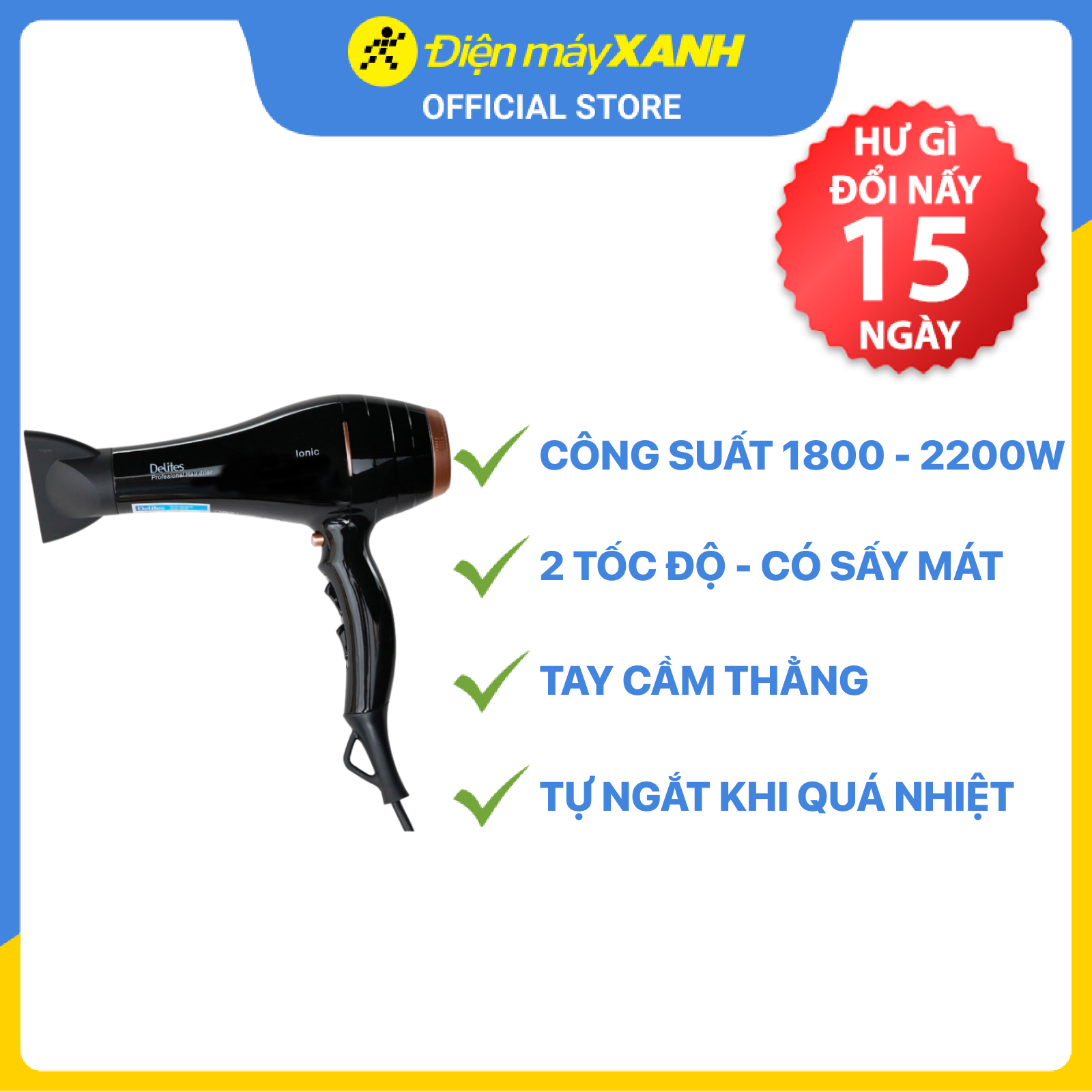 Máy sấy tóc Delites MST04 - Hàng Chính Hãng