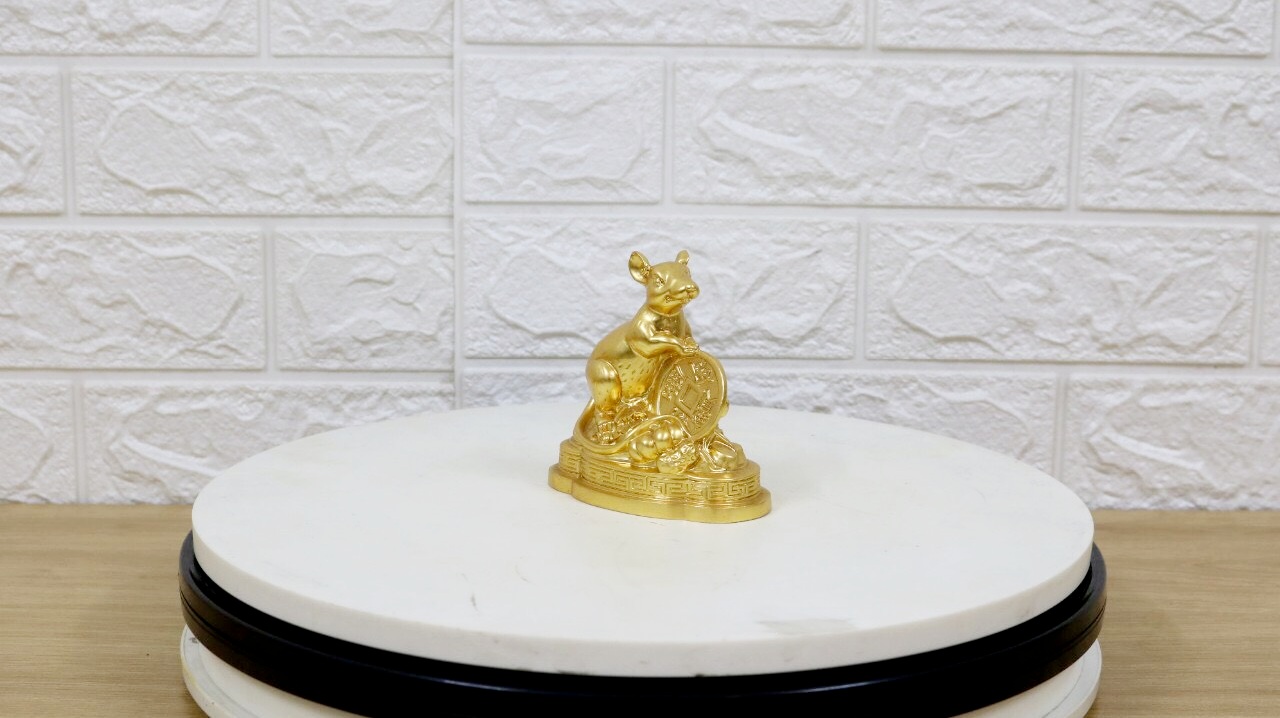 Tượng chuột bằng đồng mạ vàng 24K