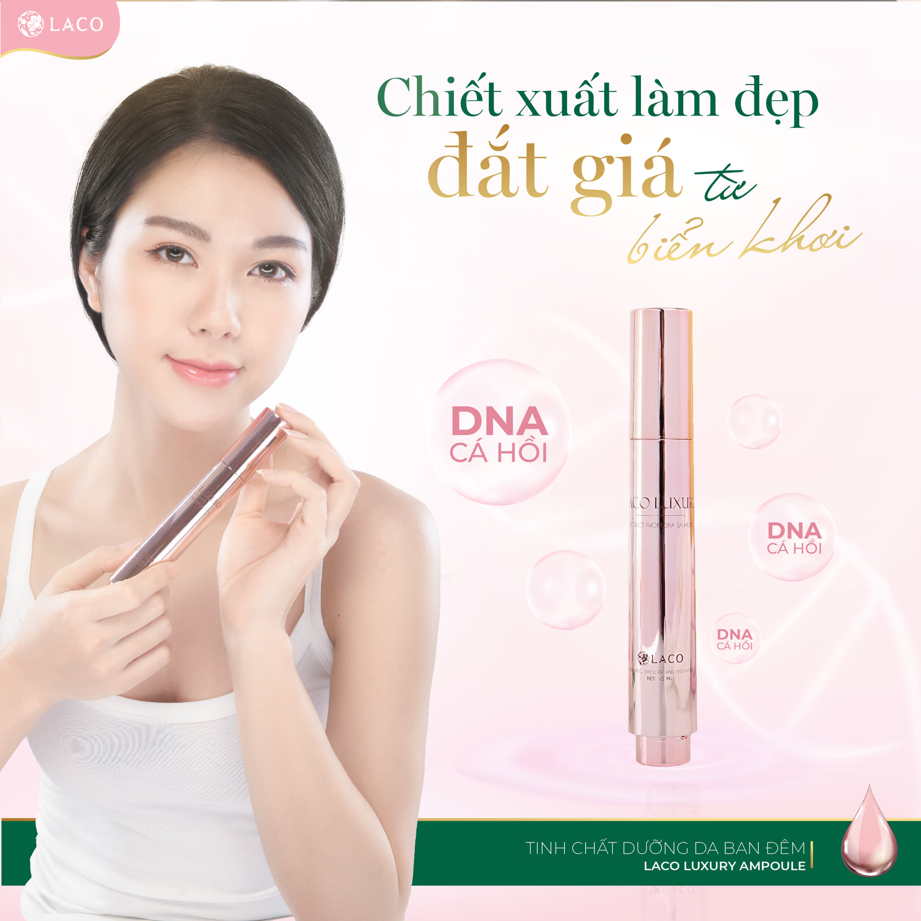 Dưỡng Da Ban Đêm Laco Luxury - Serum Ampoule DNA cá hồi