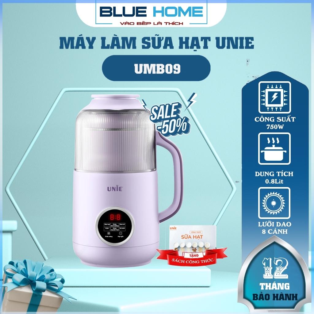 Máy Làm Sữa Hạt UNIE UMB09, Nắp Chụp Chống Ồn, 800Ml-750W, Lưỡi Dao 8 Cánh, Hàng Chính Hãng