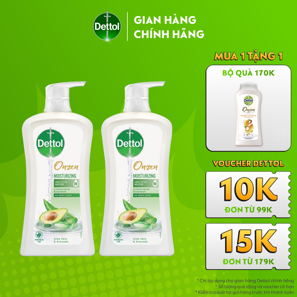 COMBO 2 SỮA TẮM DETTOL ONZEN DƯỠNG ẨM LÔ HỘI &amp; BƠ (950G/CHAI)