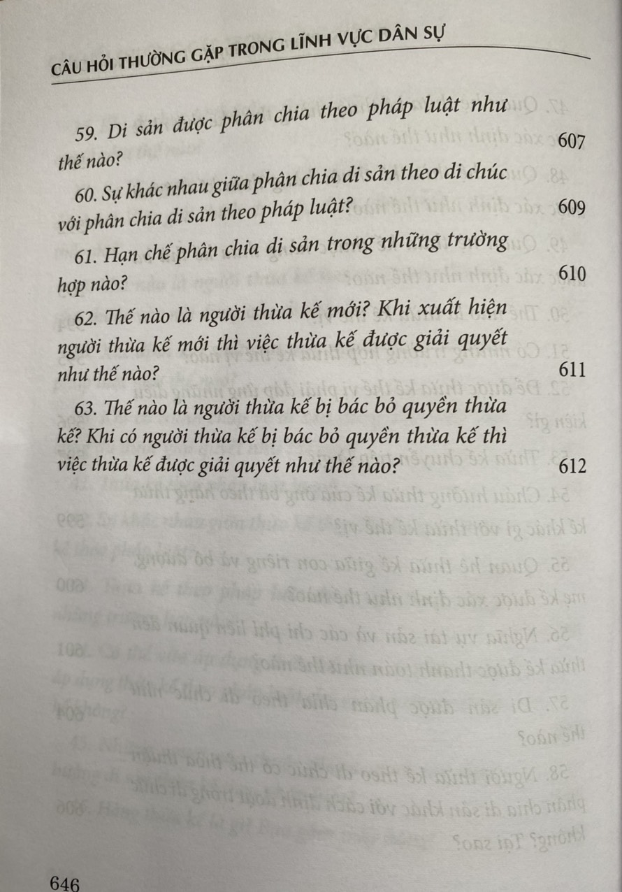 Các câu hỏi thường gặp trong lĩnh vực dân sự