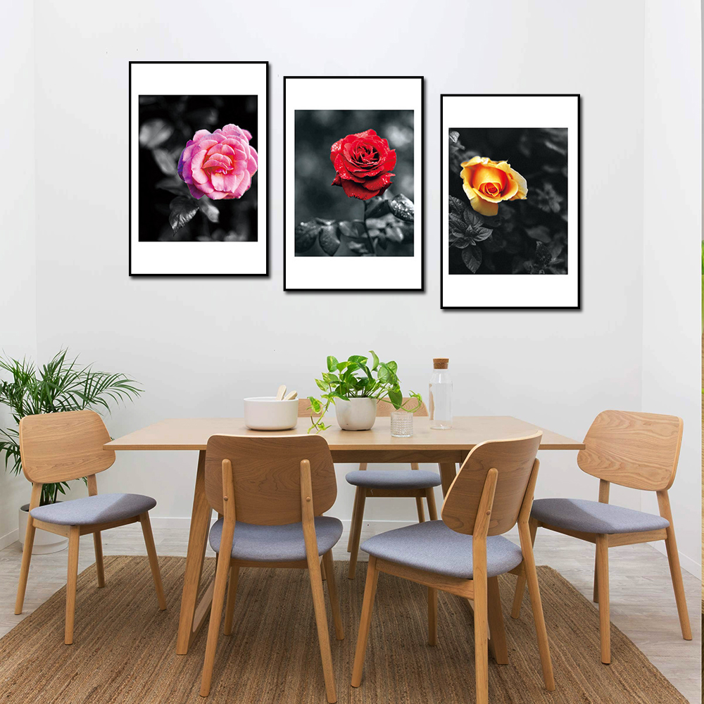 Bộ tranh canvas Rose CC194, vải canvas kim tuyến không ẩm mốc , khung viền sang trọng , công nghệ in uv, phong cách hiện đại phù hợp với mọi không gian nội thất