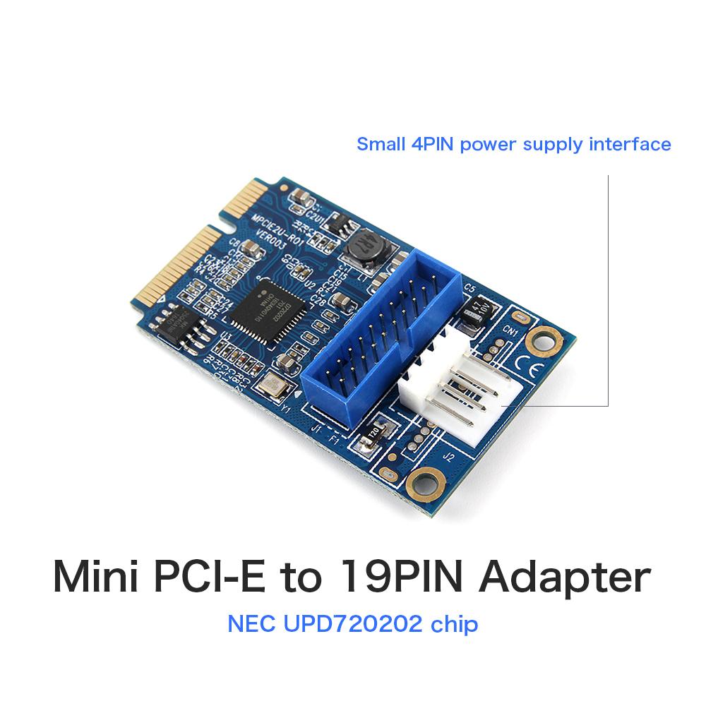 Thẻ chuyển đổi MINI PCI-E sang USB3.0 Thẻ mở rộng Mini PCIE sang 20Pin / 19Pin