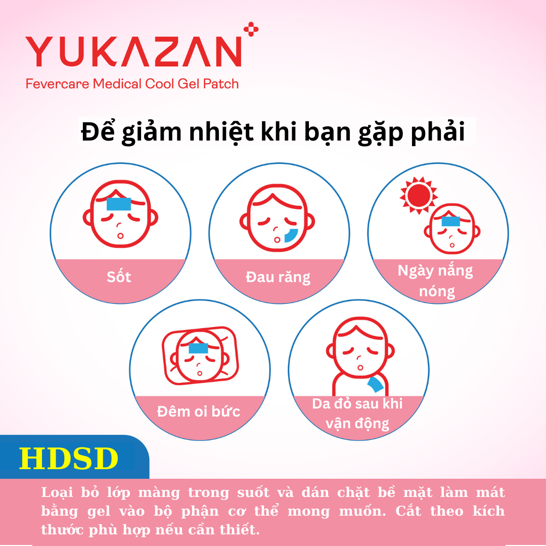 Hộp 6 miếng dán hạ sốt Yukazan cho trẻ em - Hạ sốt, giảm nhiệt