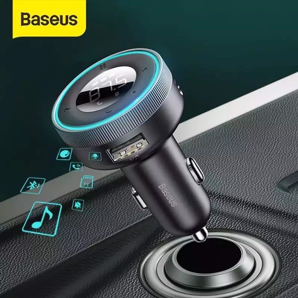 Tẩu sạc nhanh hỗ trợ phát nhạc qua Bluetooth Baseus Enjoy Car Wireless MP3 Charger ( 5V/3.4A, Dual USB, FM/  USB/TF Card Reader, Music Lostless , support)- Hàng chính hãng