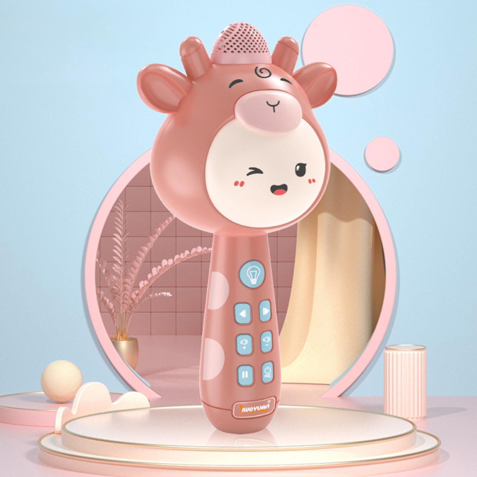 Portable Wireless Bluetooth Karaoke Pause to Continue Change Sound for Kids pink