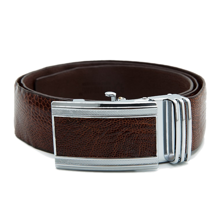 Thắt lưng nam da đà điểu Huy Hoàng trơn 4P màu đen, nâu đất, vàng, nâu đỏ HT4425-26-27-28